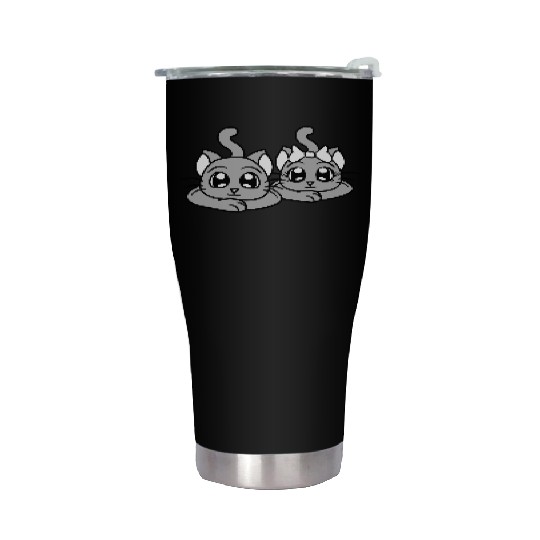 Two Romantic Cats In Love 2 Friends Couple Team Stainless Steel Tumblers