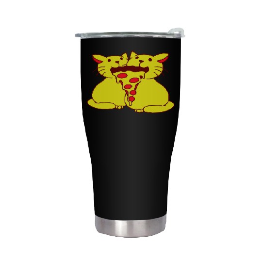 2 Cats Food Salami Pizza Fast Food Fun Hunger Team Stainless Steel Tumblers