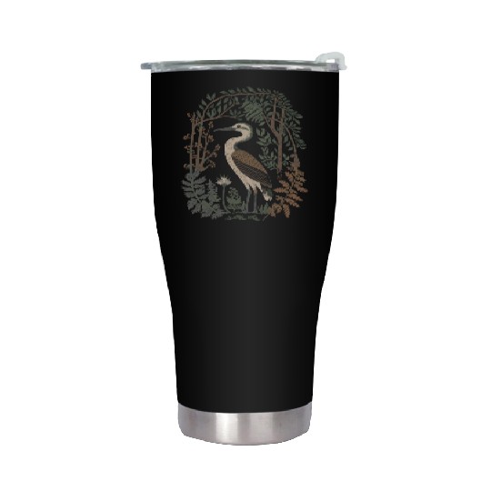 Heron in Forest Foliage Nature Scene Stainless Steel Tumblers