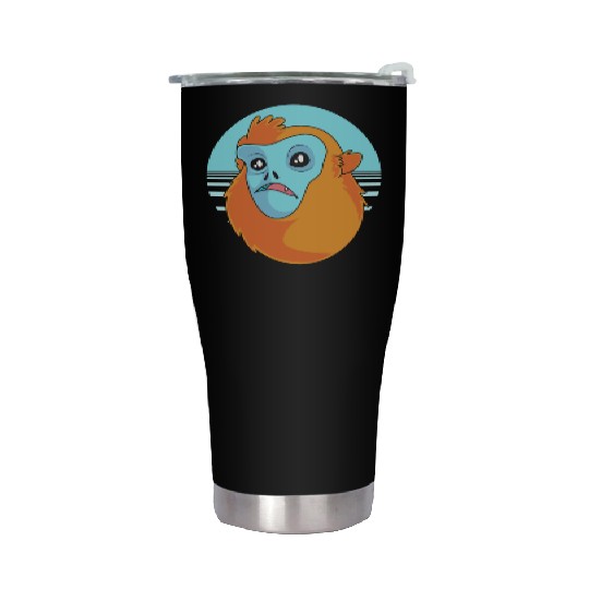 Funny Monkey Face Golden Snub Nosed Monkey Stainless Steel Tumblers