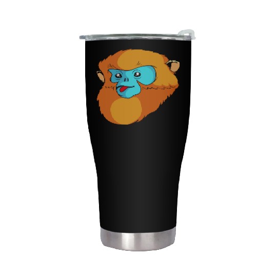 Cute Monkey Face Golden Snub Nosed Monkey Lover Stainless Steel Tumblers