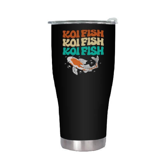Retro Colorful Koi Fish Japanese Koi Carp Fish Stainless Steel Tumblers