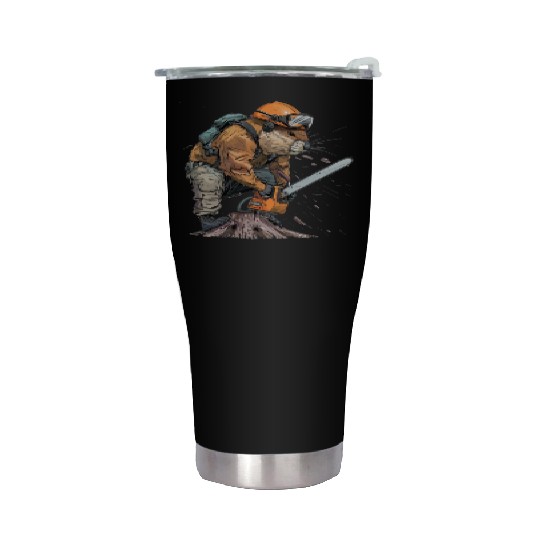 Beaver Lumberjack Chainsaw Stainless Steel Tumblers