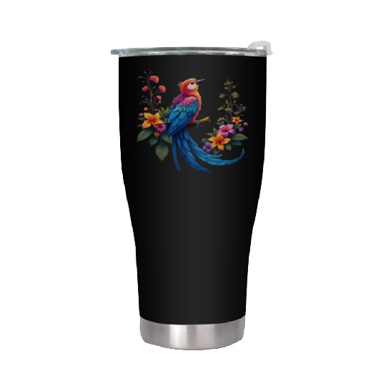 Fantastical Bird Of Paradise Painting Stainless Steel Tumblers
