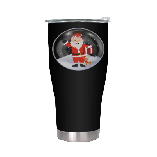 Santa’s Joy: Christmas Snow Globe Stainless Steel Tumblers