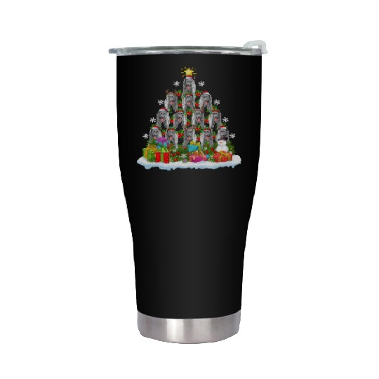 Irish Wolfhound Dog Ugly Christmas Tree Santa Hat Stainless Steel Tumblers