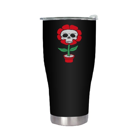 Evil Skull Flower Horror Halloween Skeleton Head Stainless Steel Tumblers
