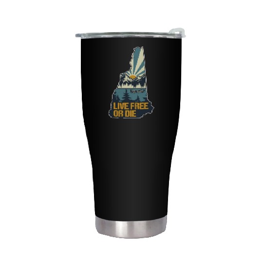 Live Free or Die Retro New Hampshire Nature Stainless Steel Tumblers