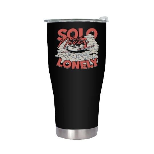 First Solo Flight Pilot Solo But Never Lonely Stainless Steel Tumblers