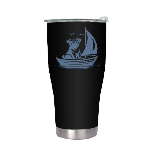 Pug silhouette sailboat minimalist Stainless Steel Tumblers