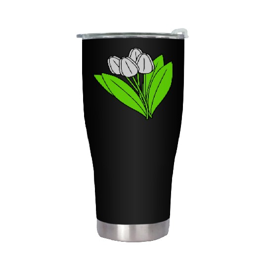 White Tulips Bouquet Spring Summer Beauty Flowers Stainless Steel Tumblers