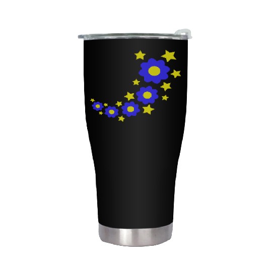 Many Pretty Daisy Flowers Decorative Stars Design Stainless Steel Tumblers