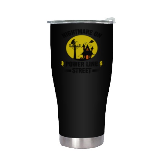 Nightmare on Power Line Street – Lineman Halloween Stainless Steel Tumblers