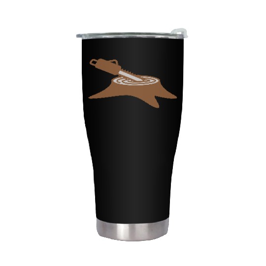 Chainsaw Tree Felling Lumberjack Forest Stump Wood Stainless Steel Tumblers