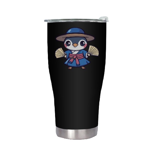 Penguin in Traditional Japanese Attire Stainless Steel Tumblers