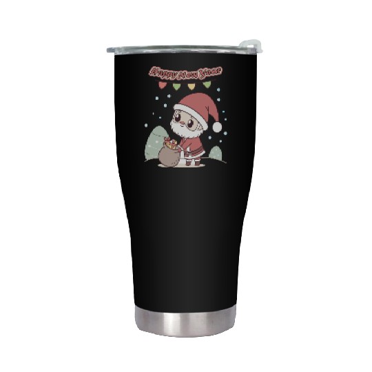 Chibi Santa Happy New Year Celebration Stainless Steel Tumblers