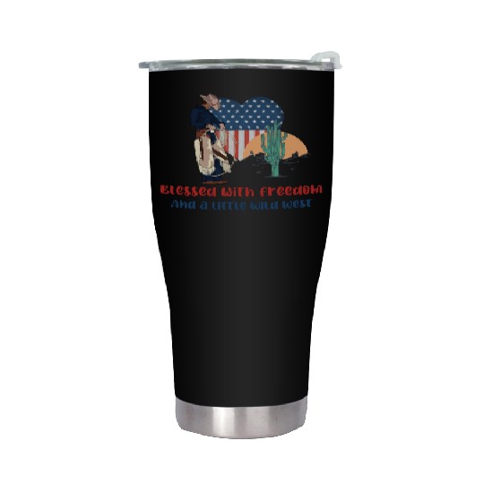 Blessed with Freedom and a little Wild West Stainless Steel Tumblers