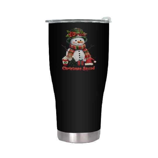 Snowman Christmas Family Gathering Stainless Steel Tumblers