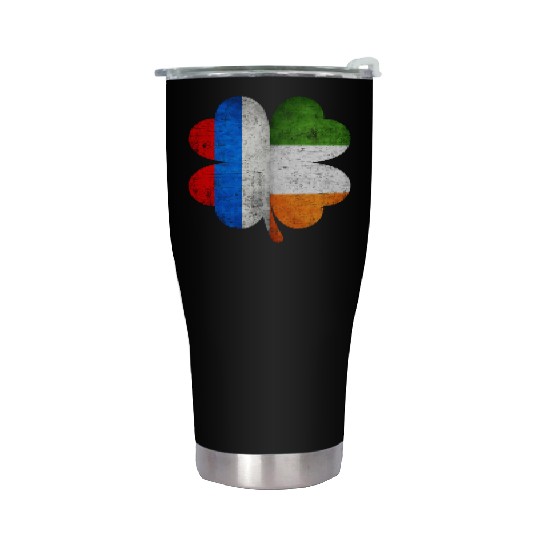 Russian Irish Shamrock Russia Ireland Flag Stainless Steel Tumblers