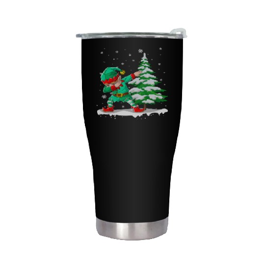 Dabbing Elf Christmas Tree Lights Xmas Family Stainless Steel Tumblers