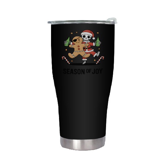 Season of joy: Gingerbread Pirate & Skeleton santa Stainless Steel Tumblers