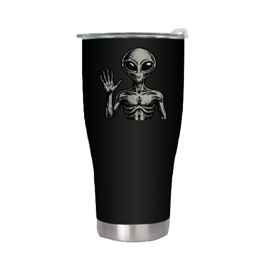 Grey Alien hello Stainless Steel Tumblers