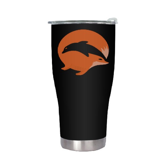 Fox or Dolphin in this fun optical illusion Stainless Steel Tumblers