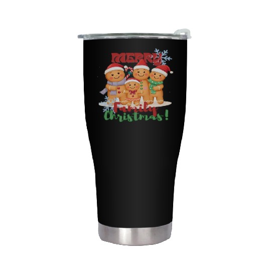 Gingerbread Family Christmas Stainless Steel Tumblers