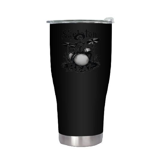 Skeleton Beat: Funny Cowboy Skeleton Playing Drums Stainless Steel Tumblers