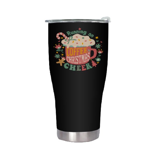 Running on Coffee Christmas Stainless Steel Tumblers
