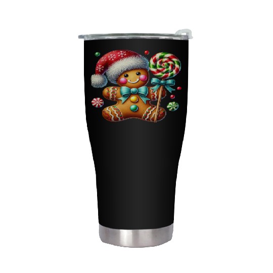 Gingerbread Christmas, Merry Christmas, Candy Stainless Steel Tumblers