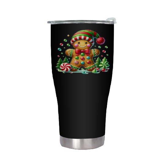 Gingerbread Christmas, Merry Christmas Stainless Steel Tumblers