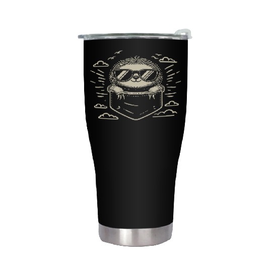 Minimalist Cute Pocket Sloth Vocation Vibe Stainless Steel Tumblers
