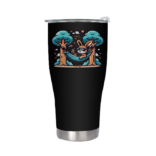 Sunny Day Chill Bunny Relaxing in Hammock Stainless Steel Tumblers