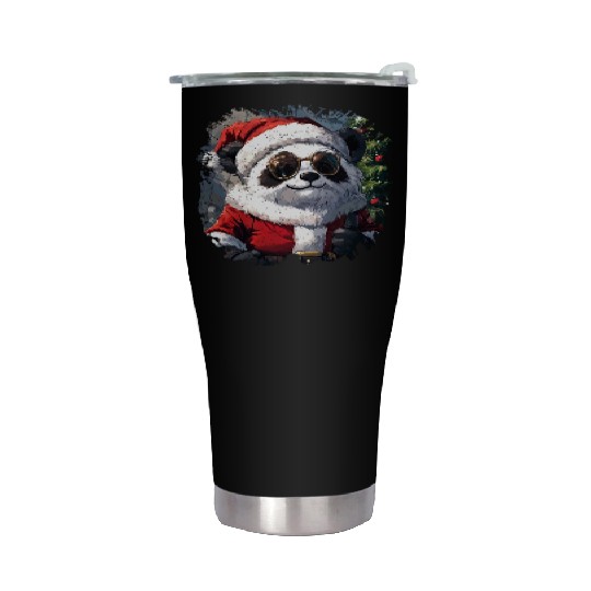 Panda Santa Claus Stainless Steel Tumblers