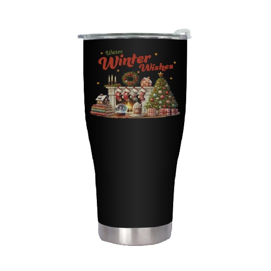Warm Winter Wishes, Merry Christmas Stainless Steel Tumblers