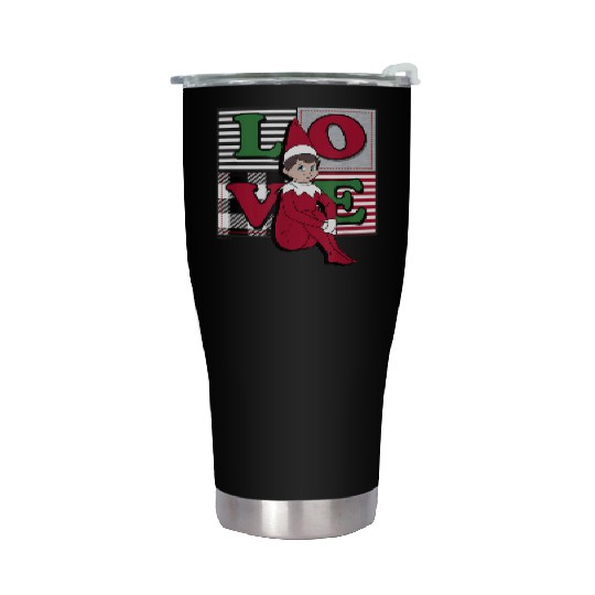 Elf on the Shelf Christmas Love Stacked Plaid Stainless Steel Tumblers