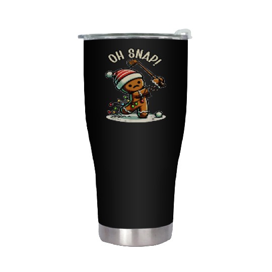 Oh Snap Gingerbreadman Golfer Golf Christmas Golf Stainless Steel Tumblers
