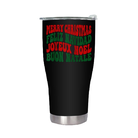 Merry christmas feliz navidad joyeux noel Stainless Steel Tumblers