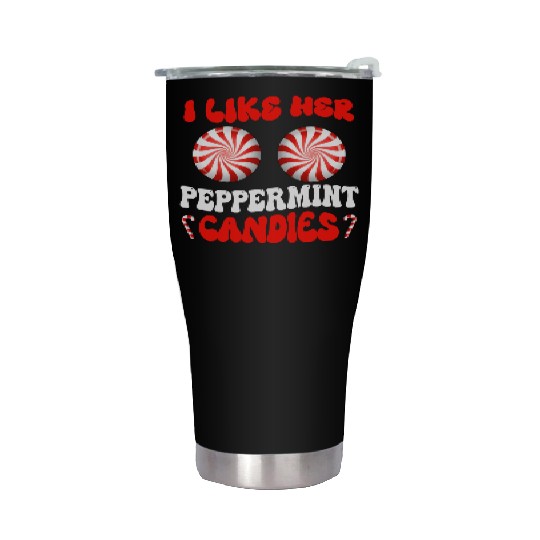 I Like Her Peppermint Candies Couples Christmas Stainless Steel Tumblers
