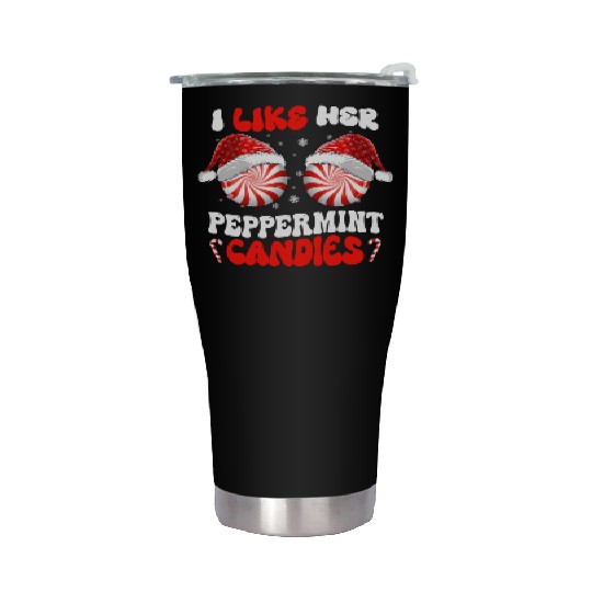 I Like Her Peppermint Candies Couples Christmas Stainless Steel Tumblers