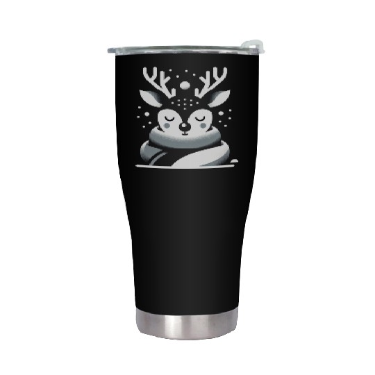 Winter Serenity Deer Illustration Stainless Steel Tumblers