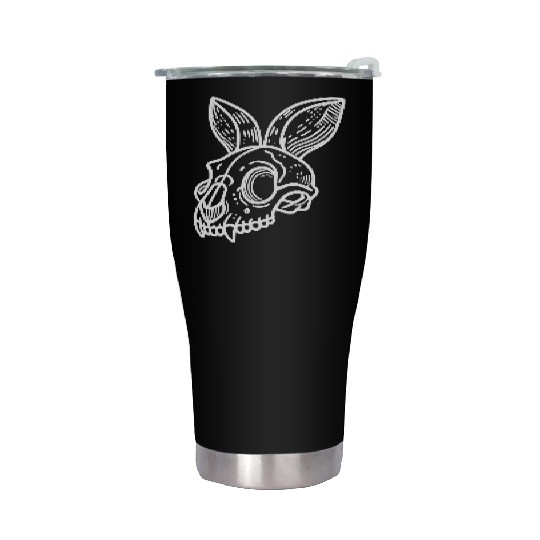 Minimalistic Vector Rabbit Skull Kids Drawing Stainless Steel Tumblers