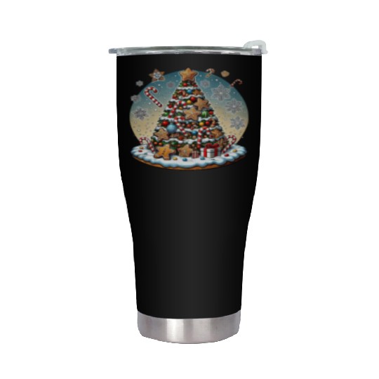 Gingerbread Candy Cane Christmas Tree Stainless Steel Tumblers