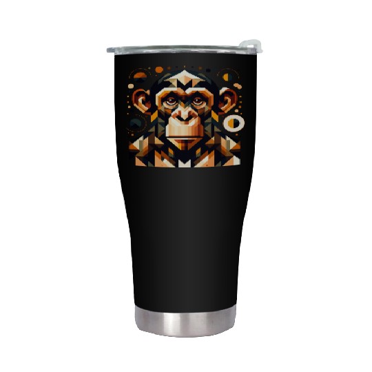 geometric abstract chimpanzee art design Stainless Steel Tumblers