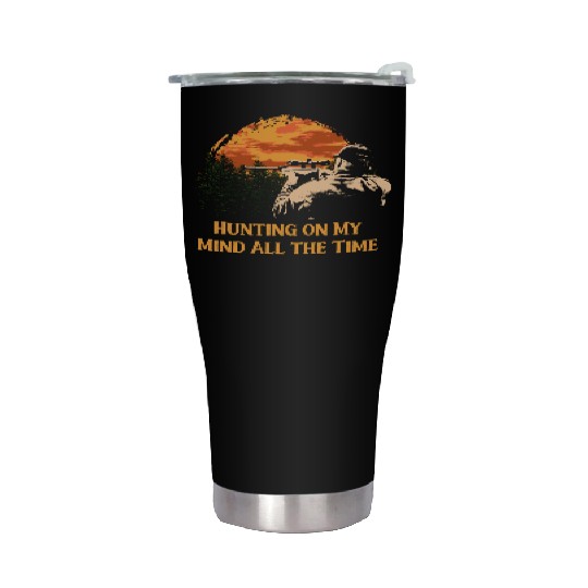 Hunting on My Mind Hunter Couples Animal Shooting Stainless Steel Tumblers