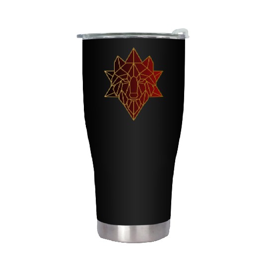 Geometric wolf animals gold and red gradient cool Stainless Steel Tumblers