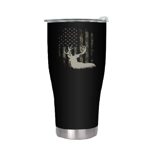 Whitetail Buck Deer Hunting American Camouflage Stainless Steel Tumblers