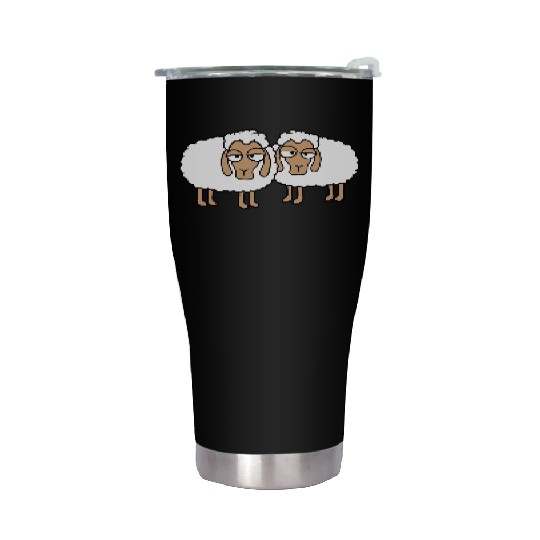 2 Sheep Tired Bored Look Team Sweet Crew Friends Stainless Steel Tumblers