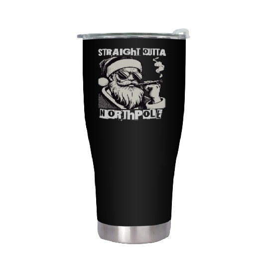 straight outta northpole christmas santa claus Stainless Steel Tumblers
